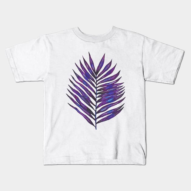 Violet tropical leaf Kids T-Shirt by deadblackpony